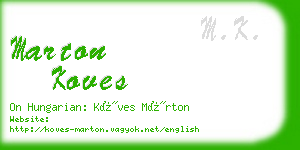 marton koves business card